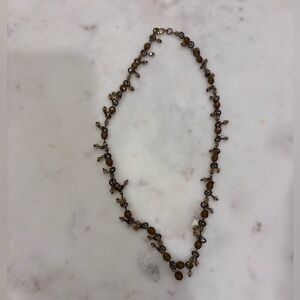 Beaded Necklace Metal and Brown